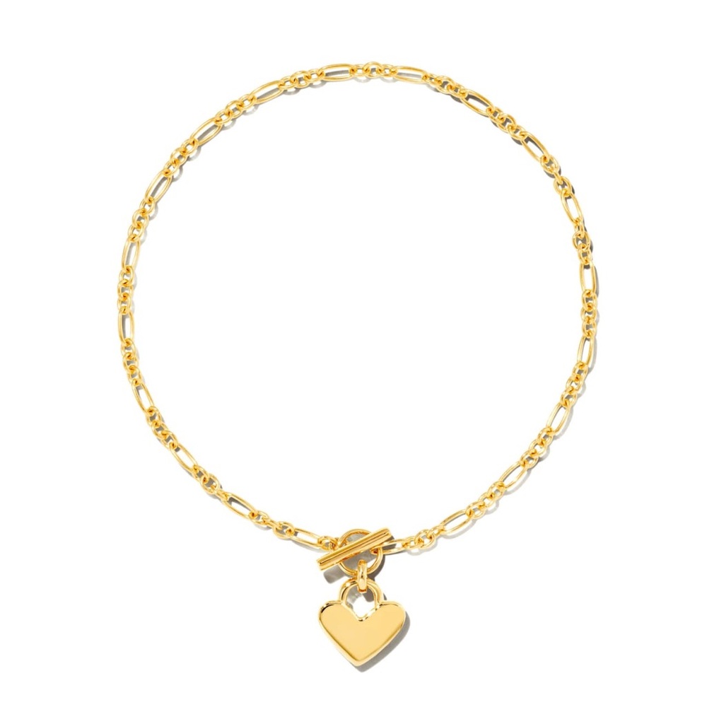 Kendra Scott Heart Padlock Chain Bracelet in 18k Gold Vermeil, size S/M